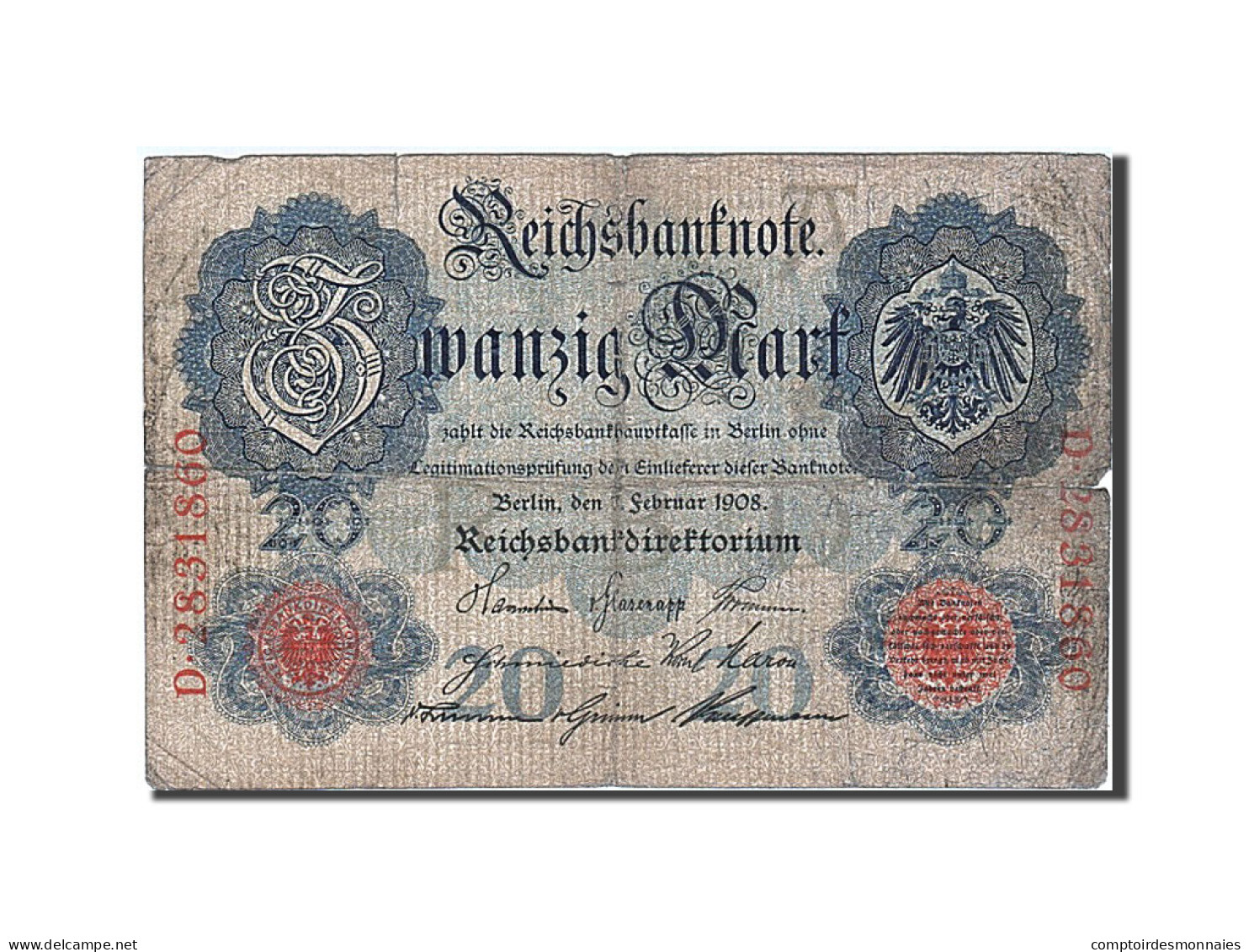 Billet, Allemagne, 20 Mark, 1908, 1908-02-07, B - 20 Mark