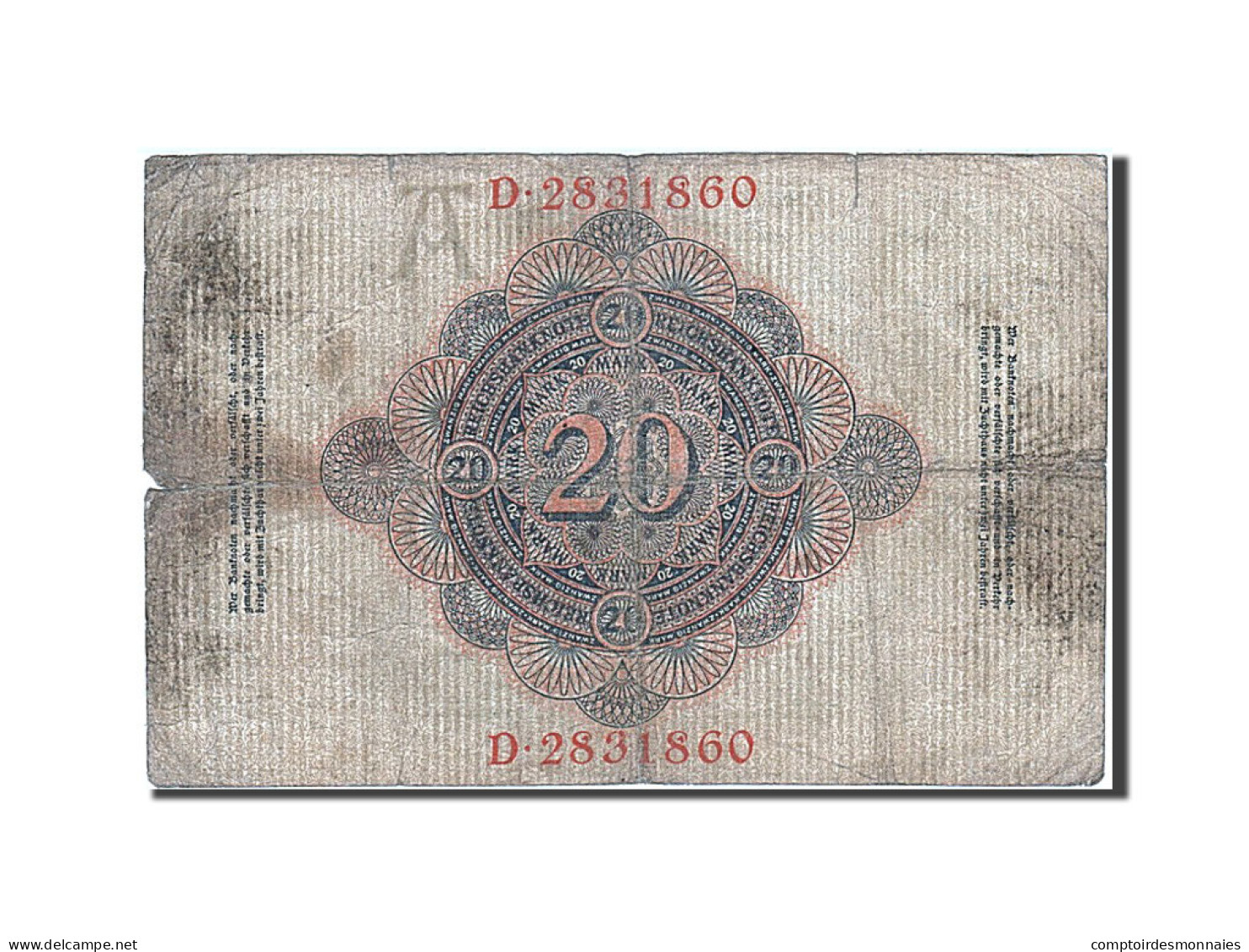 Billet, Allemagne, 20 Mark, 1908, 1908-02-07, B - 20 Mark