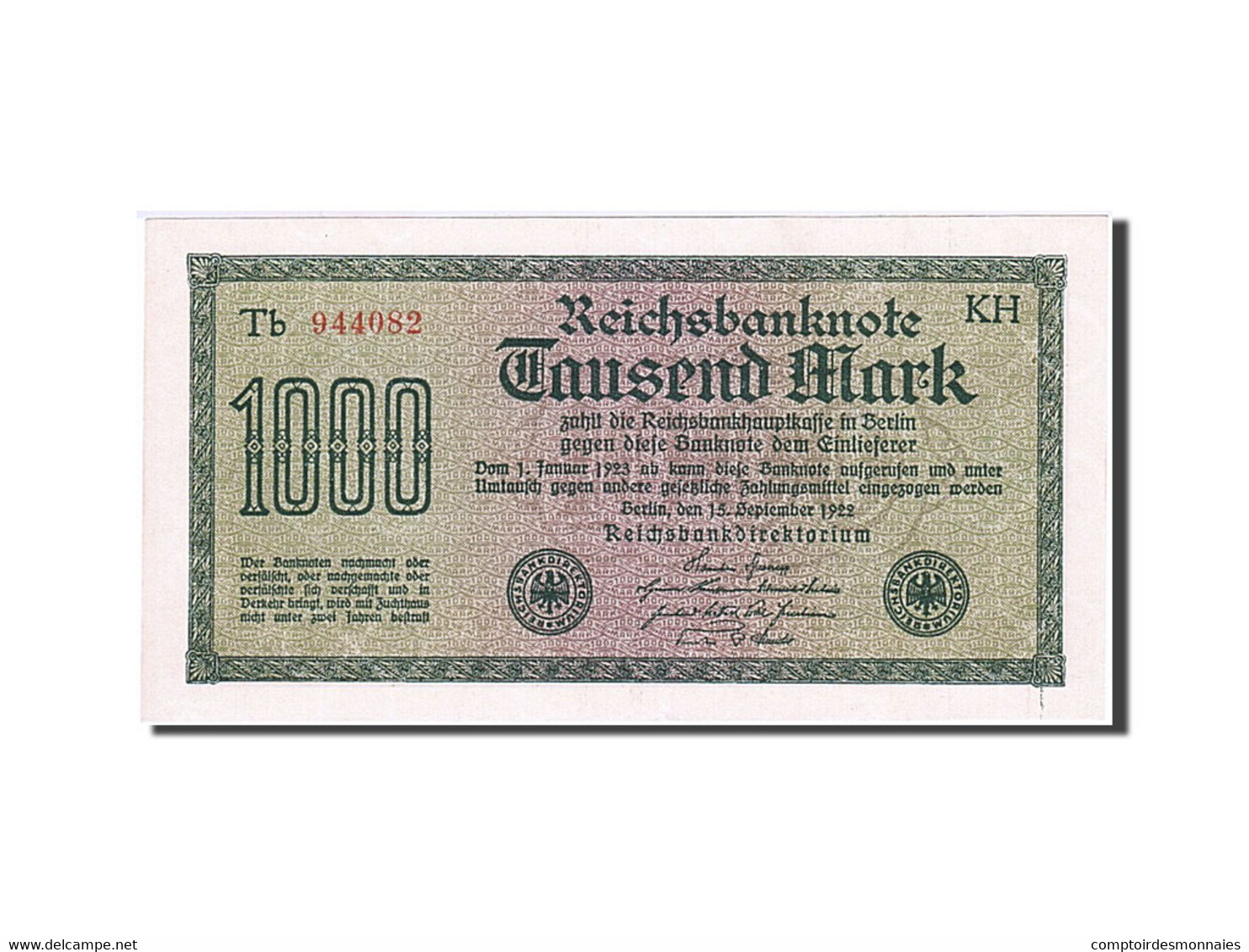 Billet, Allemagne, 1000 Mark, 1922, 1922-09-15, NEUF - 1.000 Mark