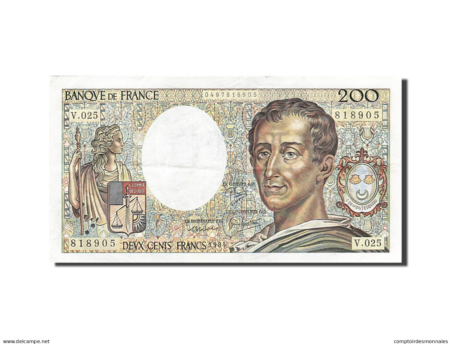 Billet, France, 200 Francs, 1981, 1984, TTB, Fayette:70.4, KM:155a - 200 F 1981-1994 ''Montesquieu''