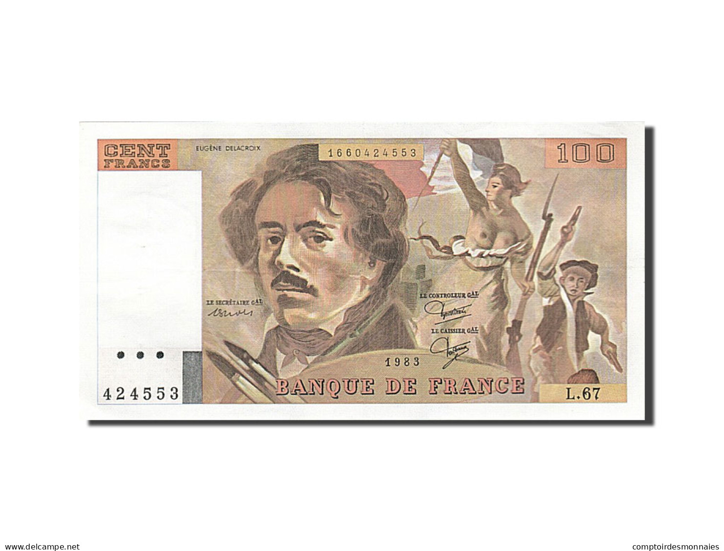 Billet, France, 100 Francs, 1978, 1983, SUP+, Fayette:69.7, KM:154b - 100 F 1978-1995 ''Delacroix''