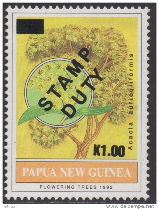 PAPUA NEW GUINEA 1988 1K ON 90t "FLOWERING TREES" OVP STAMP DUTY ORIGINAL GUM MNH - Papua-Neuguinea