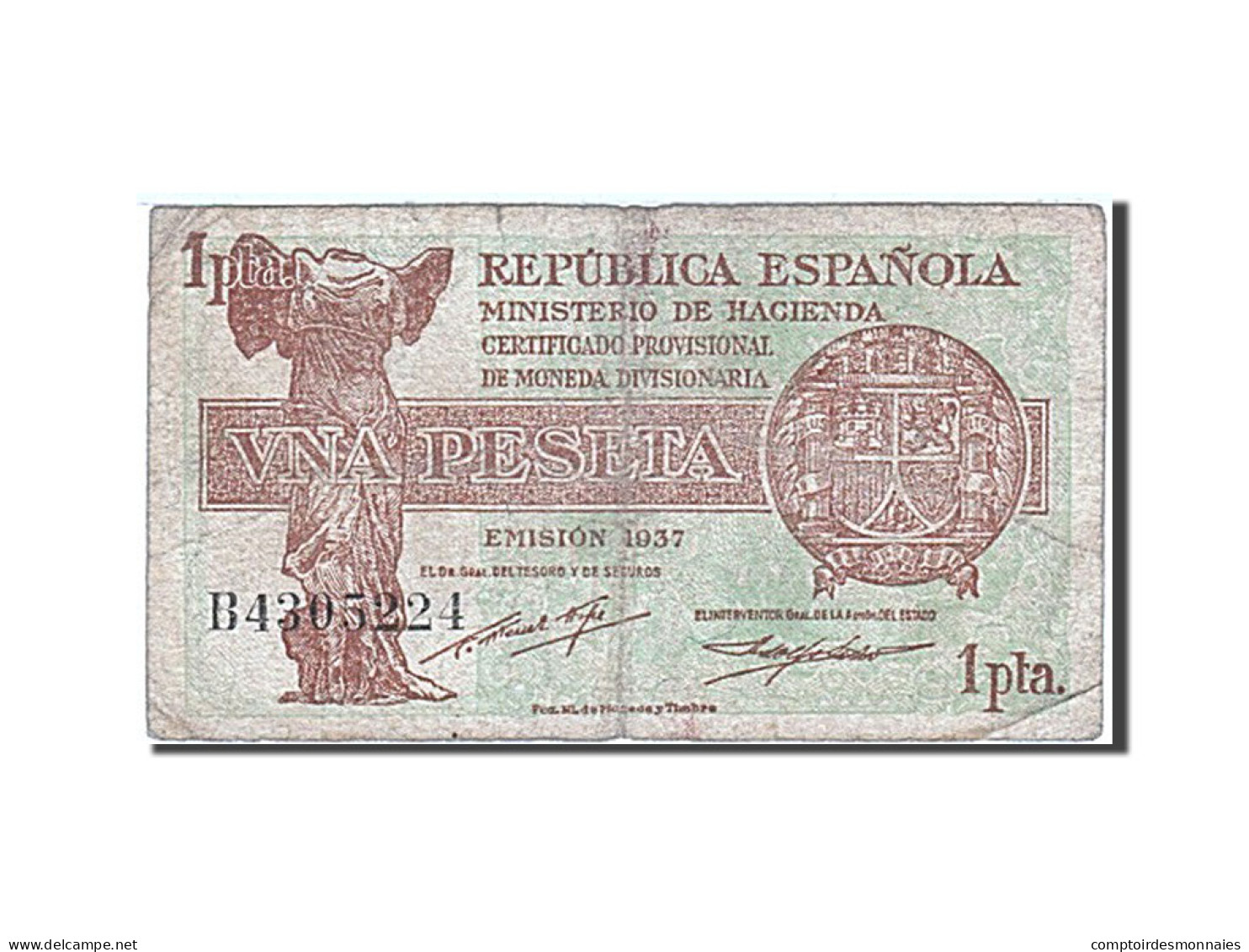 Billet, Espagne, 1 Peseta, 1937-1938, 1937, KM:94, TB - 1-2 Peseten