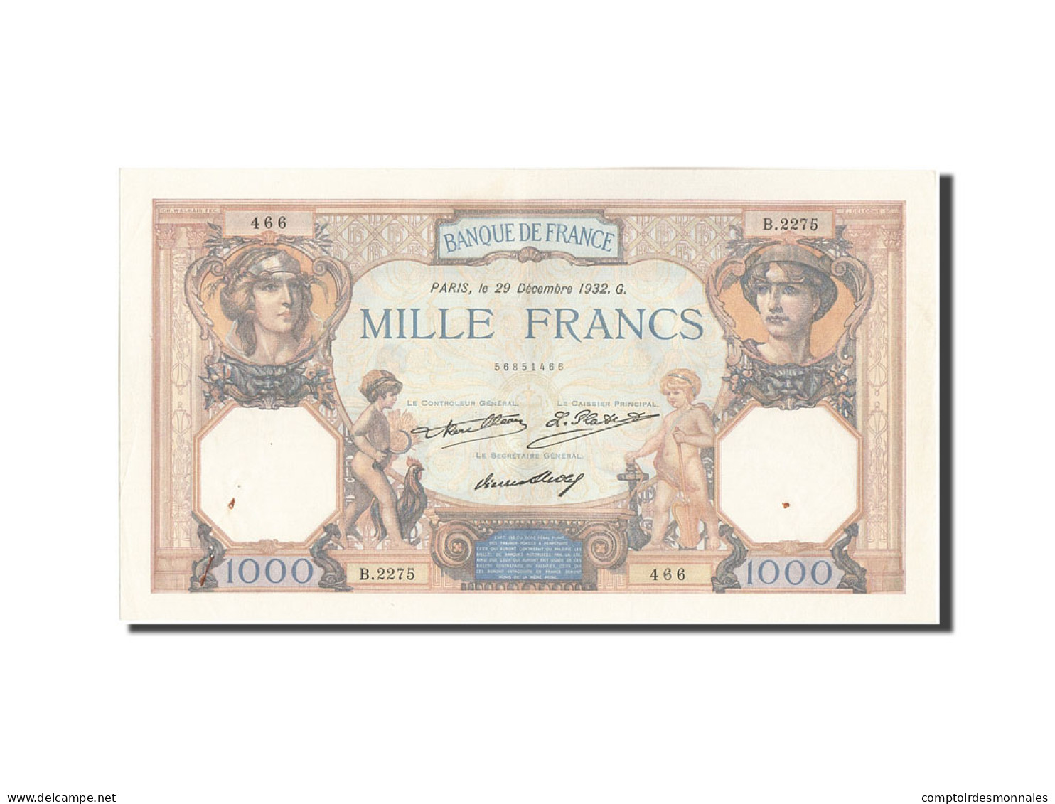 Billet, France, 1000 Francs, 1 000 F 1927-1940 ''Cérès Et Mercure'', 1932 - 1 000 F 1927-1940 ''Cérès Et Mercure''