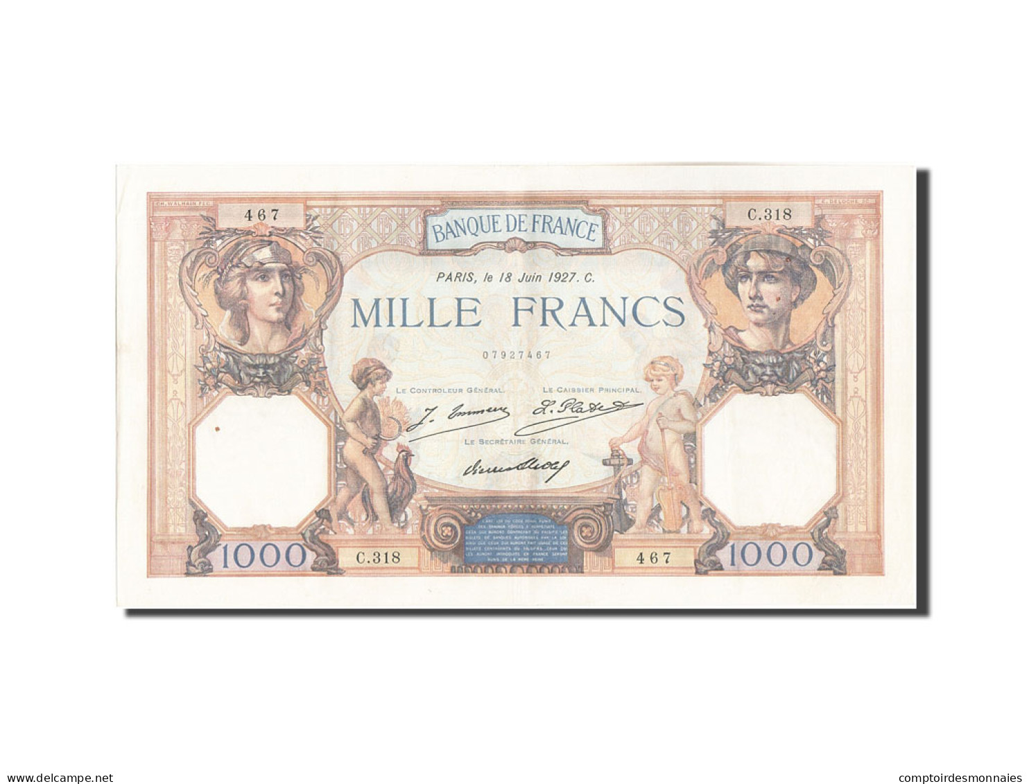 Billet, France, 1000 Francs, 1 000 F 1927-1940 ''Cérès Et Mercure'', 1927 - 1 000 F 1927-1940 ''Cérès Et Mercure''