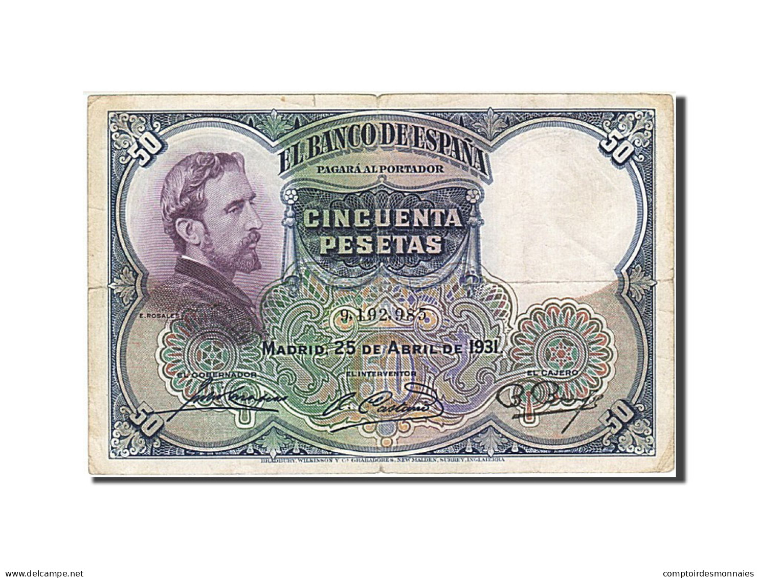 Billet, Espagne, 50 Pesetas, 1931, 1931-04-25, B - 50 Peseten