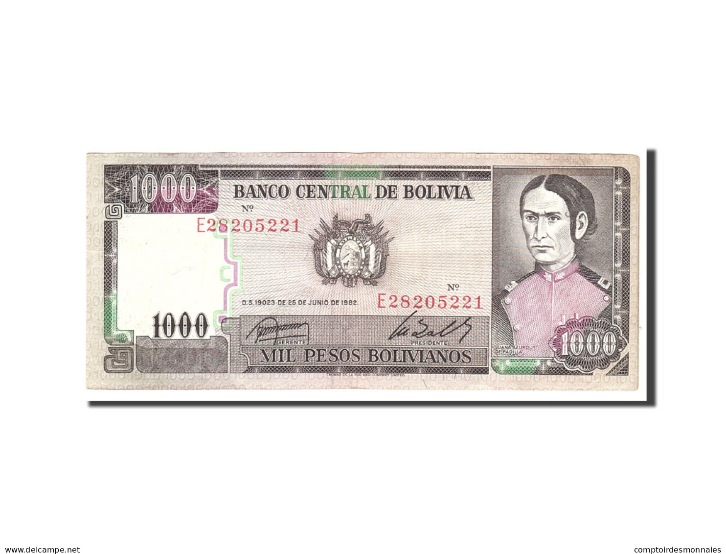 Billet, Bolivie, 1000 Pesos Bolivianos, 1982, 1982-06-25, KM:167a, TTB - Bolivie