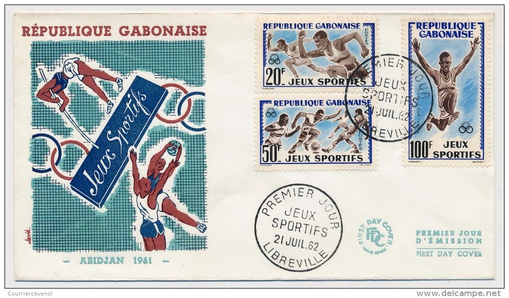 GABON => Enveloppe FDC => Jeux Sportifs D'Abidjan 1962 - LIBREVILLE - 21 Juillet 1962 - Gabon (1960-...)