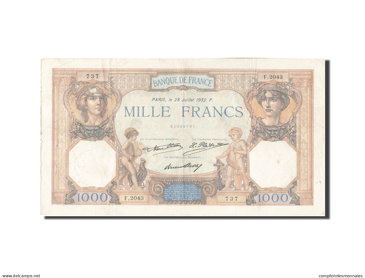 Billet, France, 1000 Francs, 1 000 F 1927-1940 ''Cérès Et Mercure'', 1932 - 1 000 F 1927-1940 ''Cérès Et Mercure''