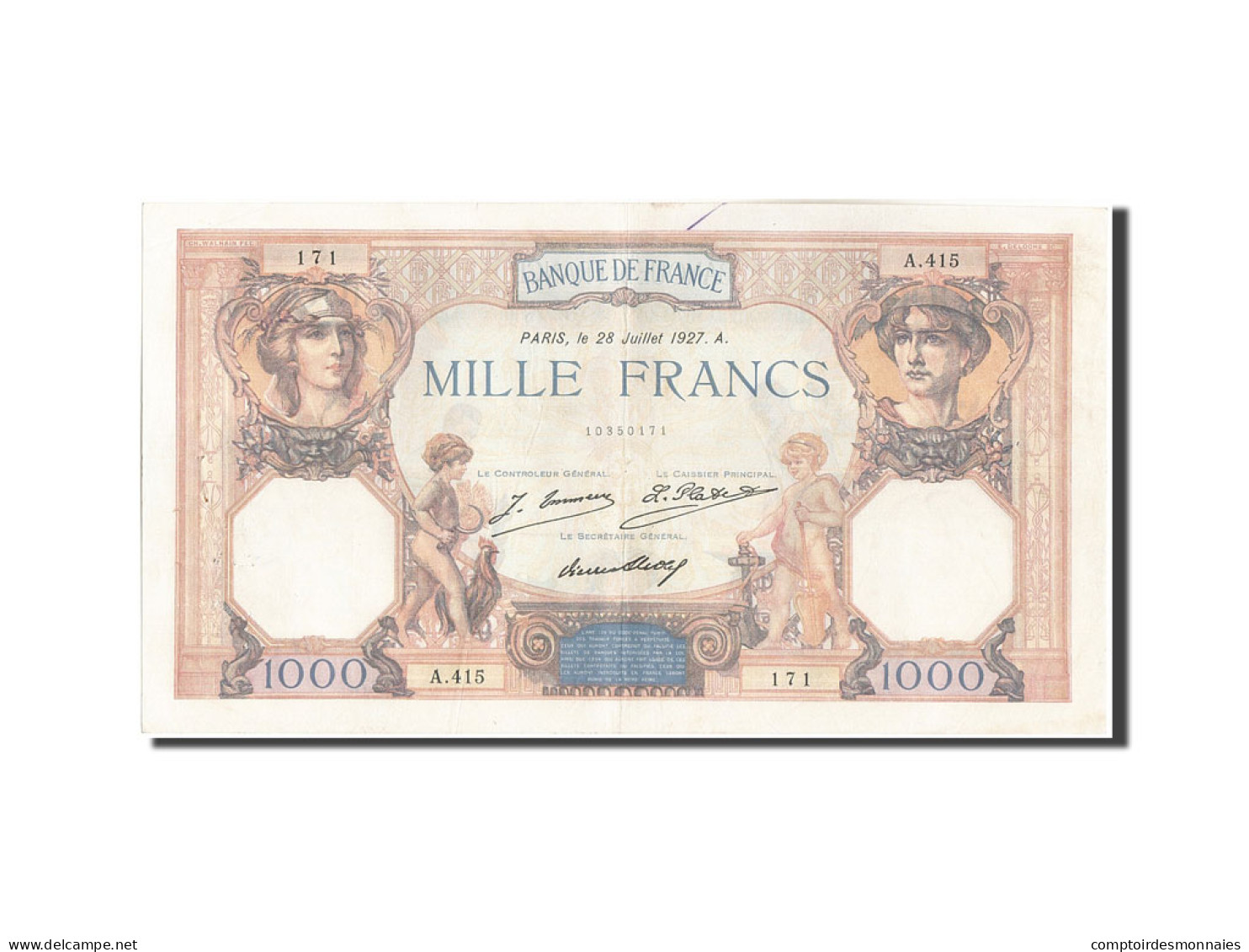 Billet, France, 1000 Francs, 1 000 F 1927-1940 ''Cérès Et Mercure'', 1927 - 1 000 F 1927-1940 ''Cérès Et Mercure''