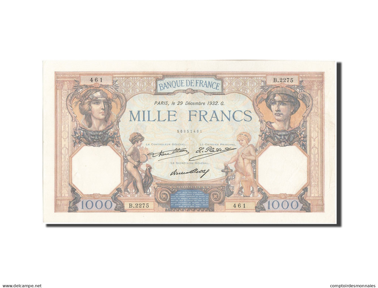 Billet, France, 1000 Francs, 1 000 F 1927-1940 ''Cérès Et Mercure'', 1932 - 1 000 F 1927-1940 ''Cérès Et Mercure''