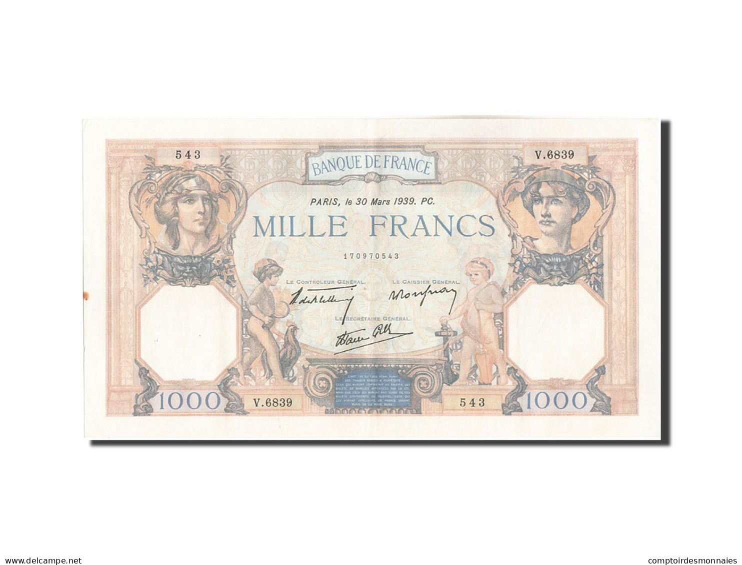 Billet, France, 1000 Francs, 1 000 F 1927-1940 ''Cérès Et Mercure'', 1939 - 1 000 F 1927-1940 ''Cérès Et Mercure''