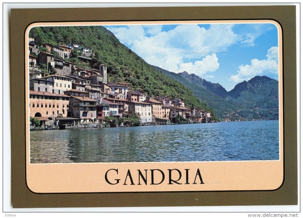 GANDRIA - Lago Di Lugano - Cantone Ticino - Svizzera - Panorama - écrite Pour Un Usage Autre - 2 Scans - Lugano