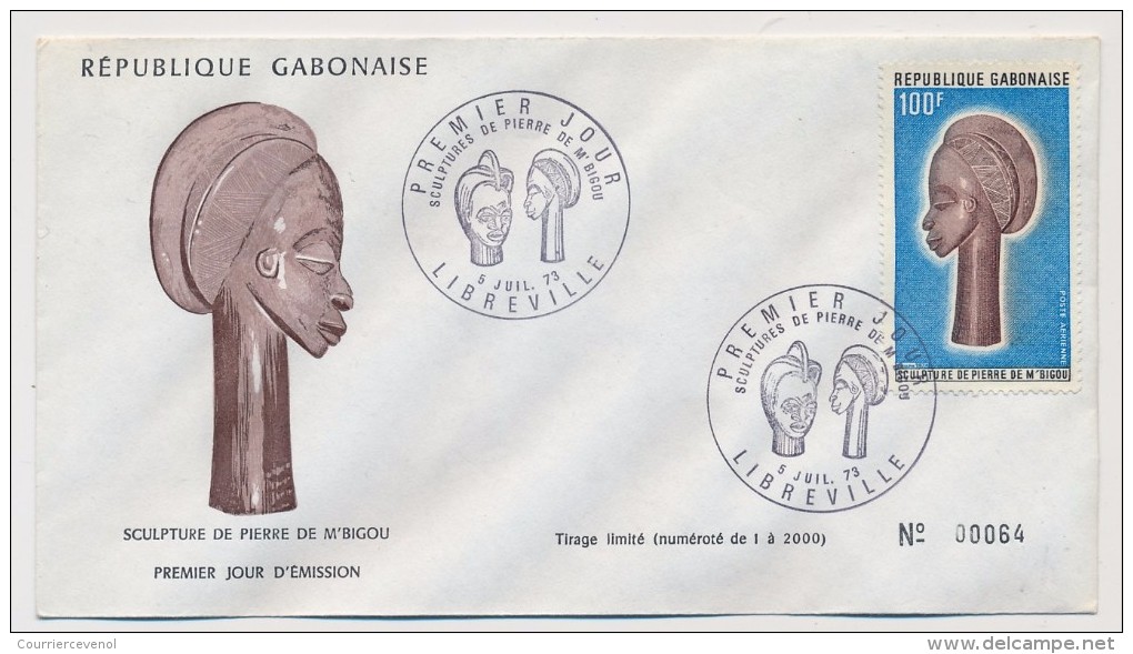 GABON => 2 Enveloppes FDC => Sculptures De Pierre De M'BIGOU - LIBREVILLE - 5 Juillet 1973 - Gabon