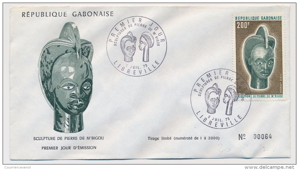 GABON => 2 Enveloppes FDC => Sculptures De Pierre De M'BIGOU - LIBREVILLE - 5 Juillet 1973 - Gabon