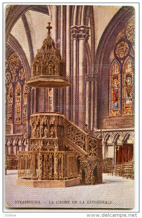 STRASBOURG - La Chaire De La Cathédrale - Colorisée - Non écrite - 2 Scans - Strasbourg