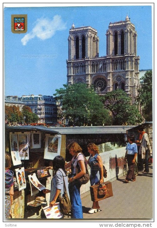 PARIS - Les Bouquinistes Des Quais De La Seine, La Façade De Notre-Dame - écrite Et Timbrée - 2 Scans - La Seine Et Ses Bords