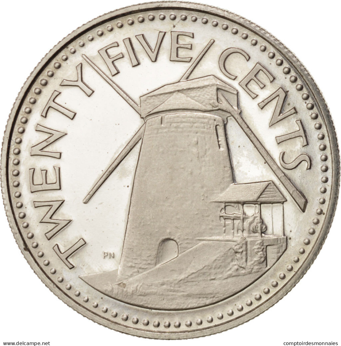 Monnaie, Barbados, 25 Cents, 1973, Franklin Mint, SPL, Copper-nickel, KM:13 - Barbades