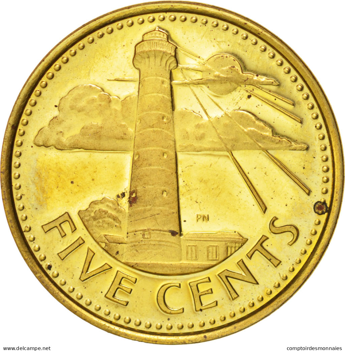Monnaie, Barbados, 5 Cents, 1973, Franklin Mint, SPL, Laiton, KM:11 - Barbados (Barbuda)