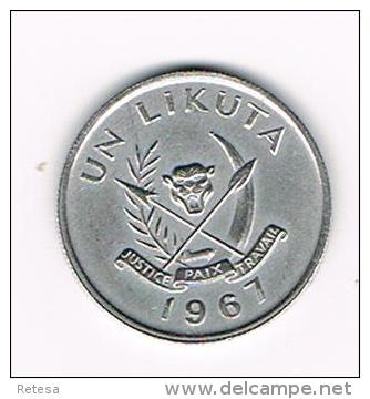 ***   CONGO DEM. REP. 1 LIKUTA  1967 - Congo (Democratische Republiek 1964-70)