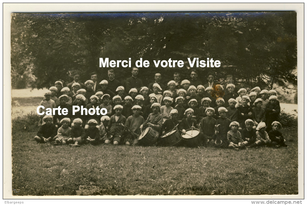 Eslettes  - Carte Photo - Colonie De Vacances Marie-Thérèse - Petits Colos Avec Tambour ...... Date Verso 1927 - 2 Scans - Altri & Non Classificati