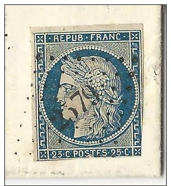 MAYENNE - 1852 - 25c CERES - LETTRE De PREZ EN PAIL Avec PC 2579 + T14 - INDICE 16 = 170 EUR. - 1849-1876: Période Classique