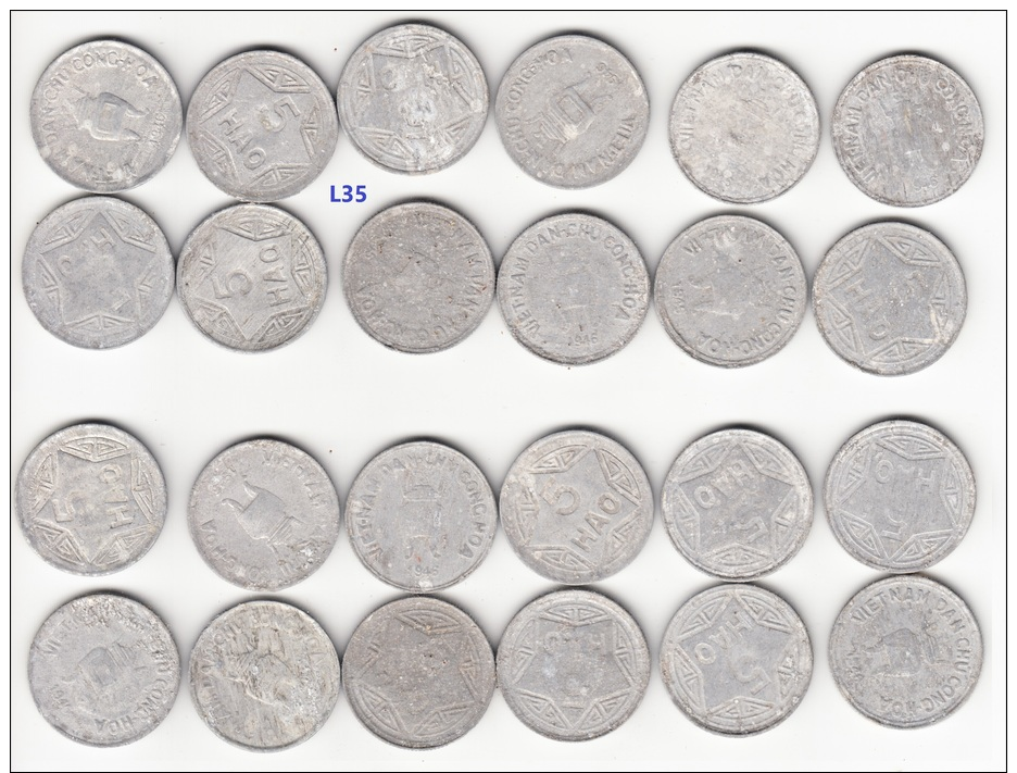 Vietnam Lot Of 12 Aluminum Coins 5 Hao 1946 KM# 2.1 (L35) - Vietnam