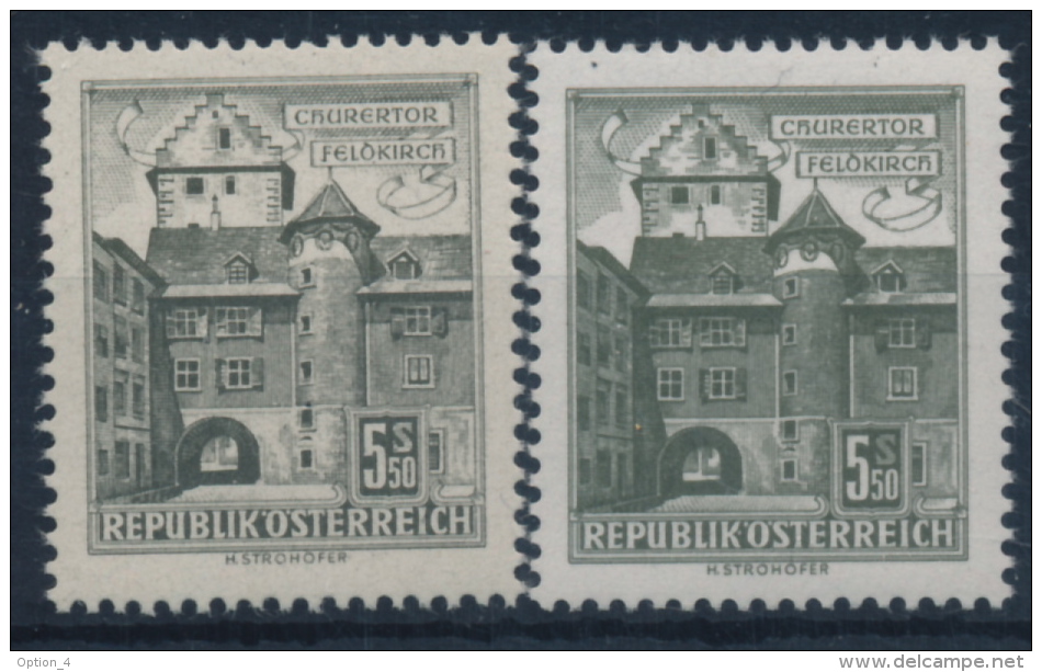 **Österreich Austria 1960 ANK 1110 X+y Mi 1053 (2) Paper Gelb+weiß Bauten Building Architecture Gate Portal MNH - Unused Stamps