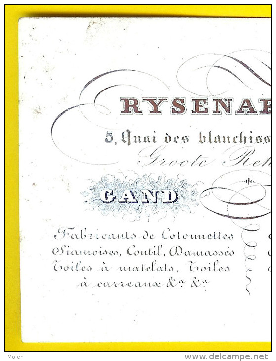 FABRIEK KATOEN DAMAST TOILE TISSAGE LINGE RYSENAER Ca1850 GENT PORSELEINKAART CARTE PORCELAINE Porceleinkaart    S17 - Kleidung & Textil