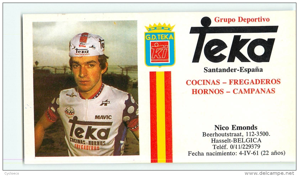 Nico EMONDS . 2 Scans. Cyclisme. Teka 1984 - Wielrennen