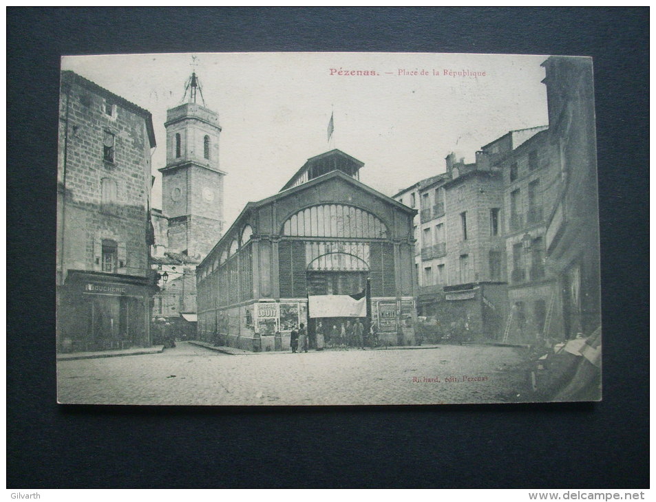 Pézénas Place De La République - Richard éd. Circulée 1908 L232 - Pezenas