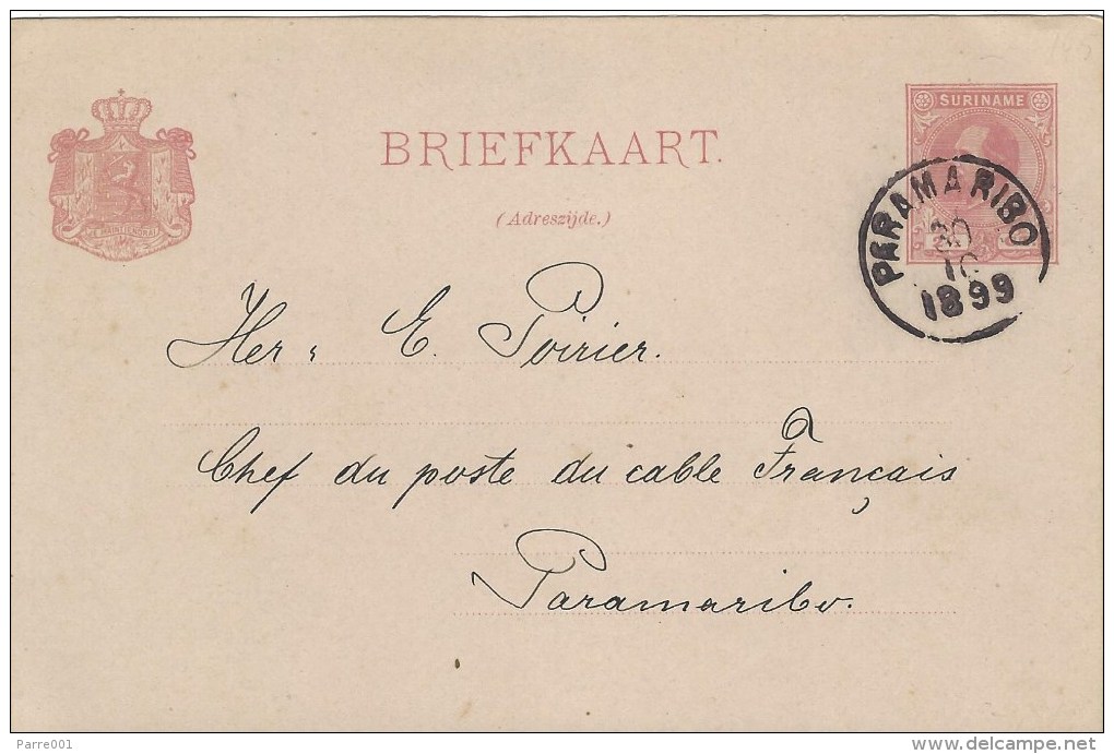 Suriname 1899 Paramaribo Chef Du Poste Du Cable Francais Domestic Postcard Briefkaart - Suriname ... - 1975