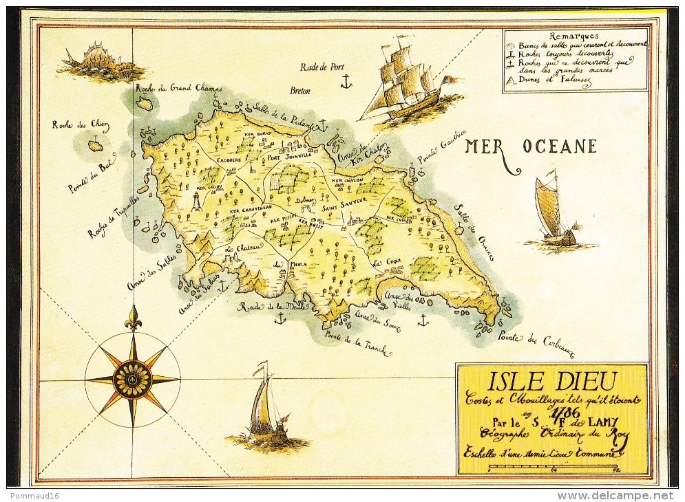 CP Isle Dieu - Carte Géographique Illustrée - Ile D'Yeu