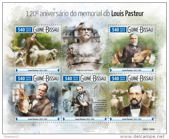 Guinea Bissau. 2015 Louis Pasteur. (608a) - Louis Pasteur