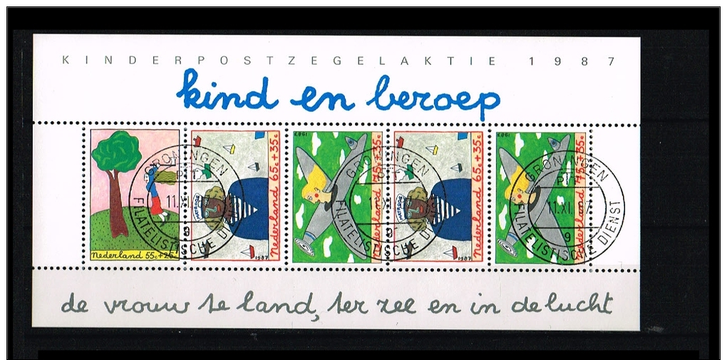 1987 - Netherlands NVPH 1390 Used - Child Series - Drawings (block) [A56_065] - Used Stamps