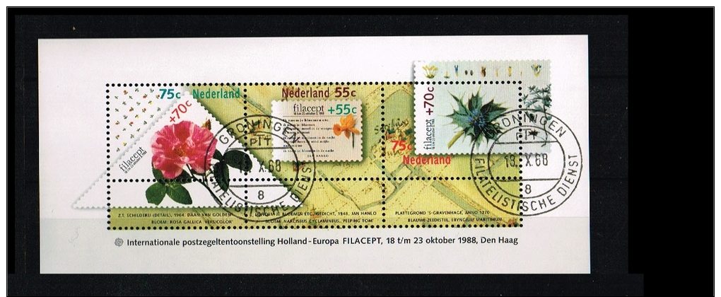 1988 - Netherlands NVPH 1414 Used - International Stampexibition Filacept (block) [A56_076] - Used Stamps