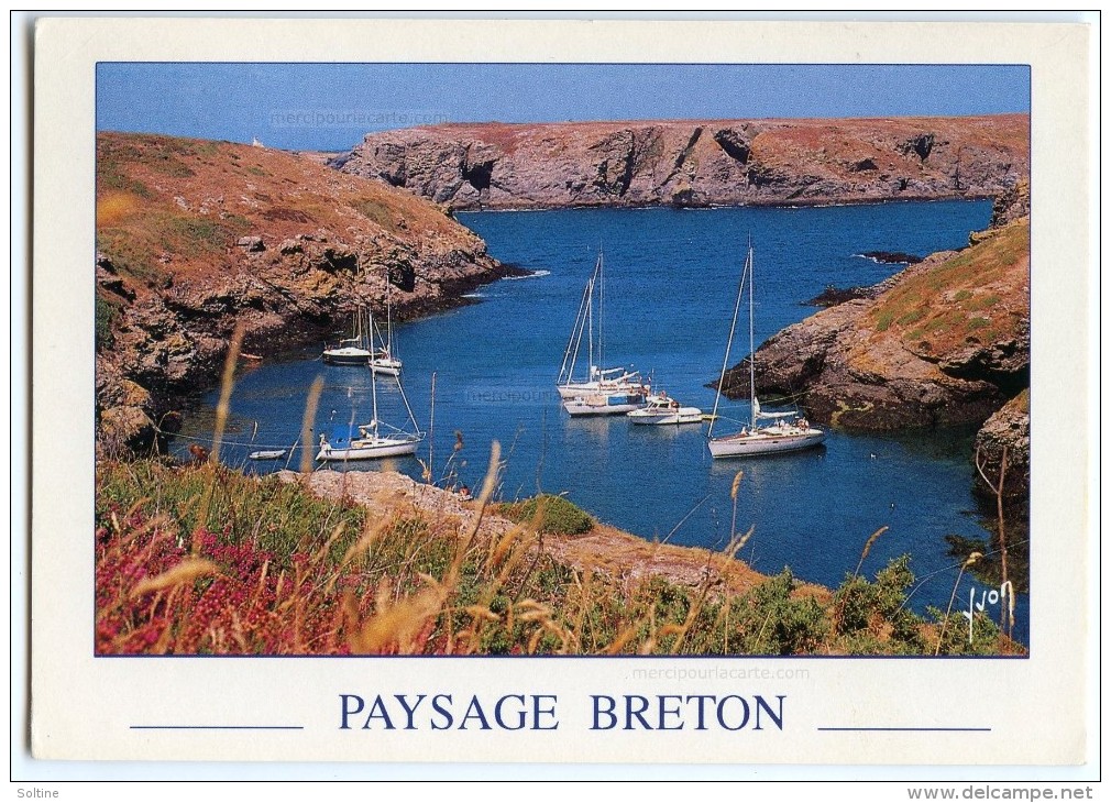 Paysage Breton - Les Bateaux Se Nichent Dans Les Nombreuses Criques De La Côte - écrite (pour Jeu) - 2 Scans - Bretagne