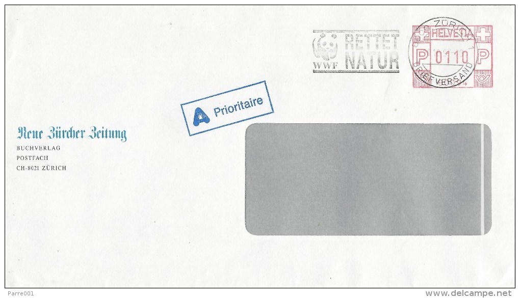 Switzerland 1997 Zürich Meter Franking Frama “M5/E5” WWF Retter Natur Slogan Cover - Brieven En Documenten