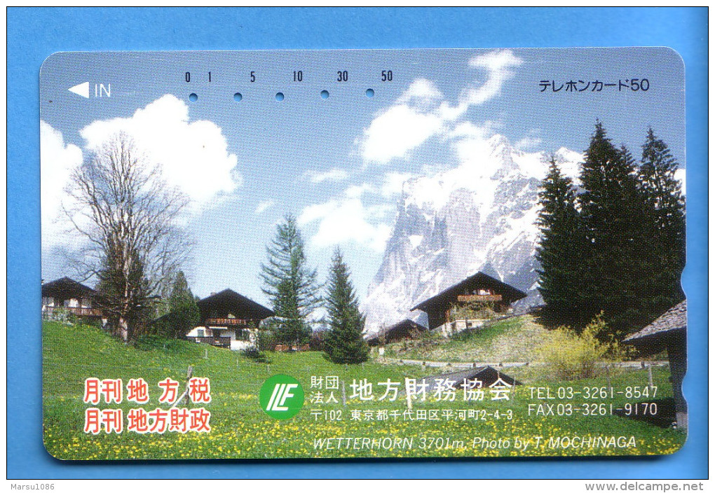 Japan Japon Telefonkarte Télécarte Phonecard - Berg Mountain Swiss Schweiz Wetterhorn - Gebirgslandschaften