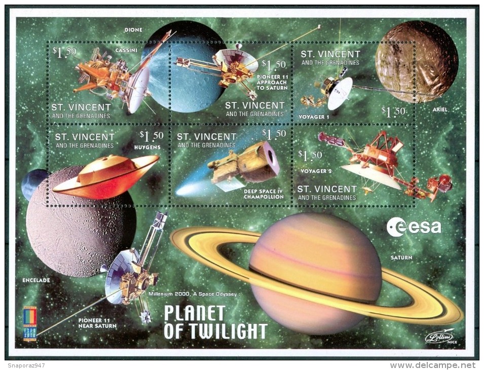 2000 S.Vincent & Grenadines Satelliti Satellites Spazio Space Espace Set + Block MNH** A81 - Astronomia