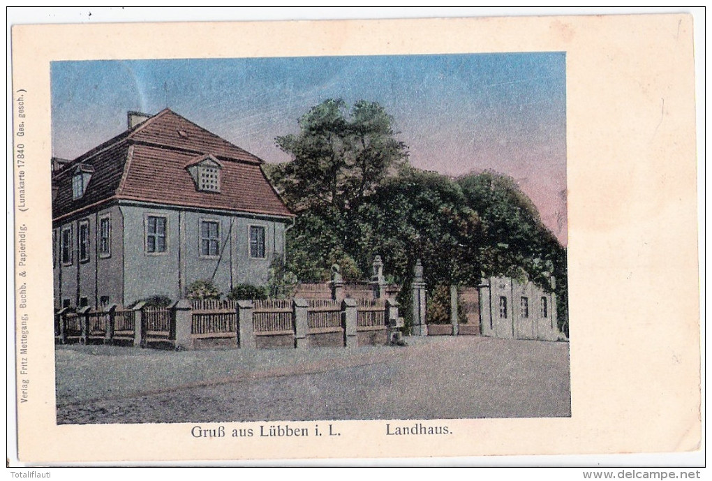 Gruß Aus LÜBBEN Lausitz Landhaus Lunakarte Passepartout 4.7.1914 Gelaufen - Lübben