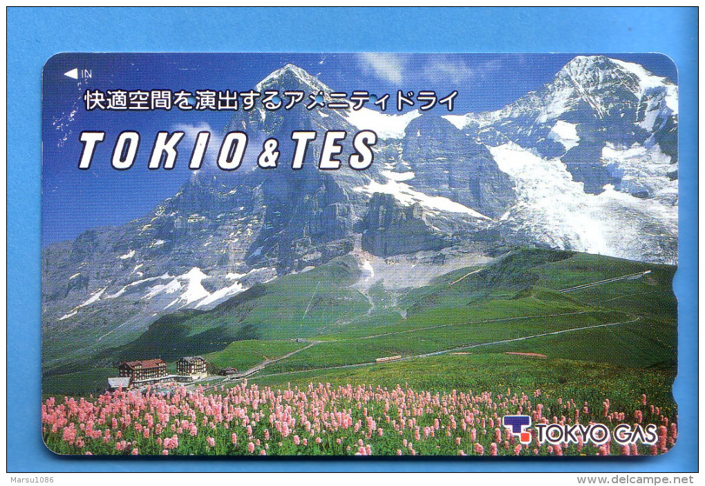 Japan Japon Telefonkarte Télécarte Phonecard - Berg Mountain Swiss Schweiz  Tokyo Gas Tokio Tes - Gebirgslandschaften