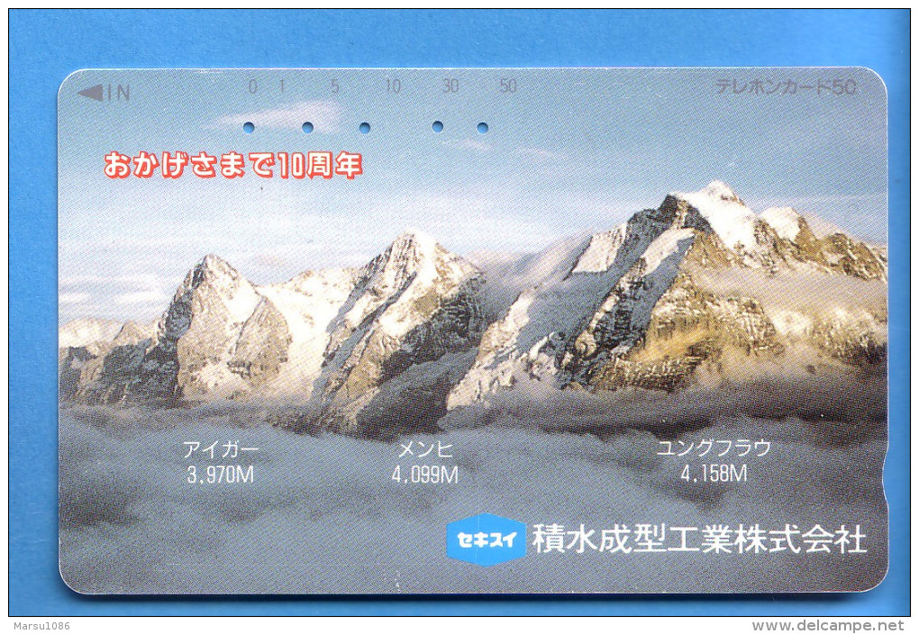 Japan Japon Telefonkarte Télécarte Phonecard - Berg Mountain Swiss Schweiz Eiger - Mönch - Jungfrau - Gebirgslandschaften