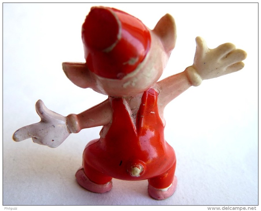 FIGURINE LES TROIS PETITS COCHONS Walt Disney HEIMO 1960's - NAF NAF Tenue Rouge Chapeau Rouge - Disney