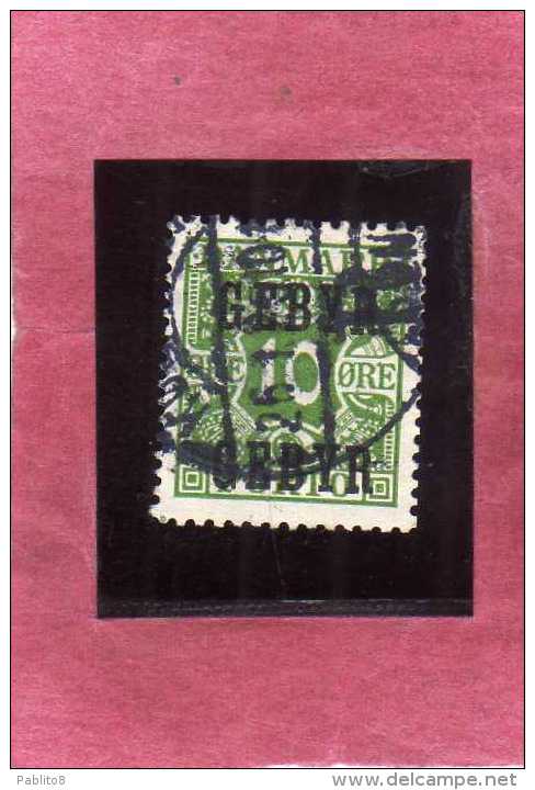 DANEMARK DANMARK DENMARK DANIMARCA 1923 LATE FEE STAMPS POSTAGE DUE TAXE GEBYR 10o 10 ORE USATO USED OBLITERE´ - Fiscali