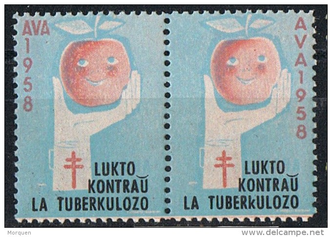 Pareja Horizontal Viñetas AVA 1958. Pro Tuberculosos. Esperanto ** - Wohlfahrtsmarken