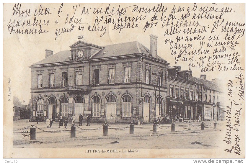 Littry La Mine 14 - Précurseur Place Mairie - Editeur Aubert- Cachets 1903- RARE - Autres & Non Classés