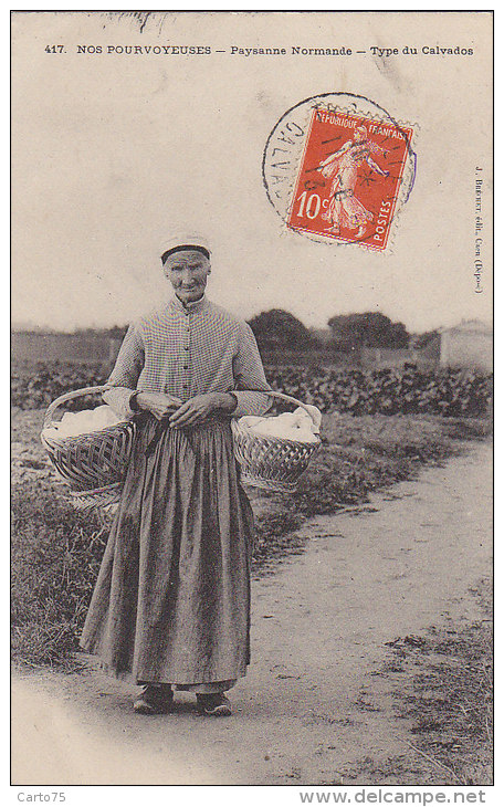 Calvados 14 - Fermière Paysanne -  Cachet Trouville 1913 - Autres & Non Classés