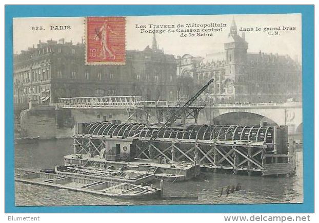 CPA 635 - Travaux Du Métropolitain  Fonçage D´un Caisson Central Dans Le Grand Bras De La Seine PARIS - Metro, Stations