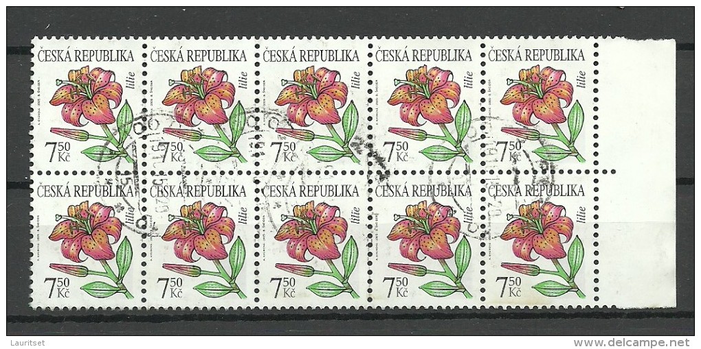 CZECH REPUBLIC 2007 Flower Blume In 10-Block O - Oblitérés